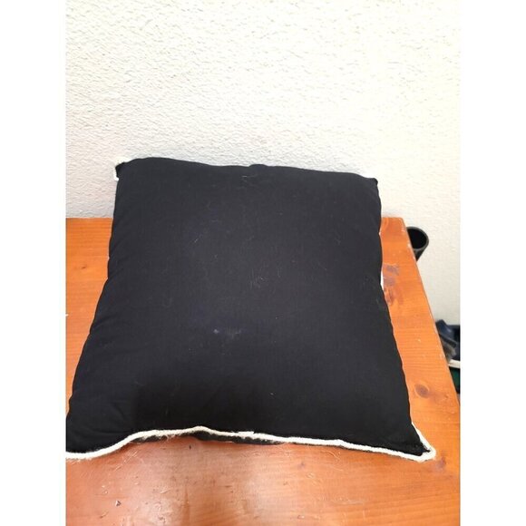 Black & White Floral Embroidered Throw Pillow Cushion 15" x 15" - Picture 3 of 6